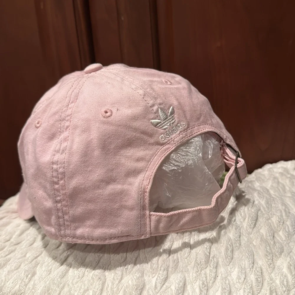 Pink Adidas Ball cap with white Logo adjustable nwot - Picture 2 of 4